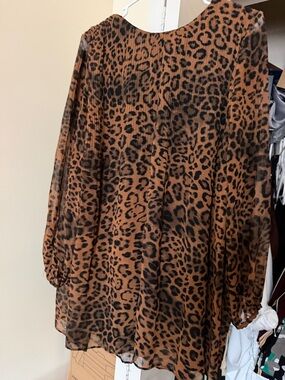 ZARA TRF Leopard Sheer Blouse - Brown & Black